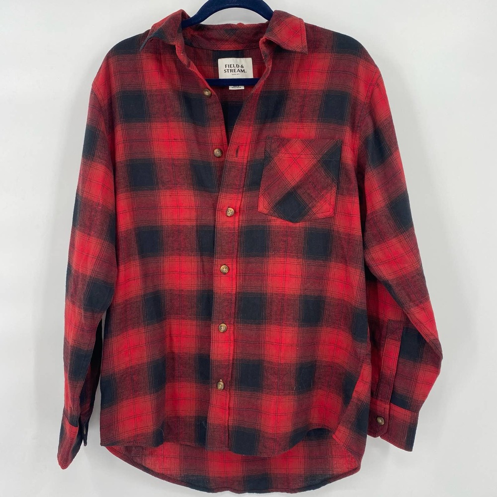 Field And Stream Buffalo Plaid Long Sleeved Button Front Shirt Size Small